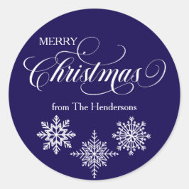 Redonda Pegatina azul Personalizado Navidades de script