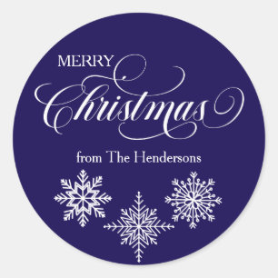 Redonda Pegatina azul Personalizado Navidades de script