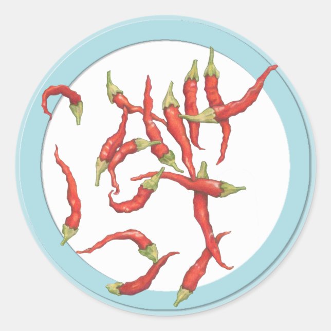 Redonda Pegatina azul Red Hot Chillies (Anverso)