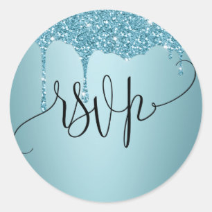 Redonda Pegatina azul RSVP