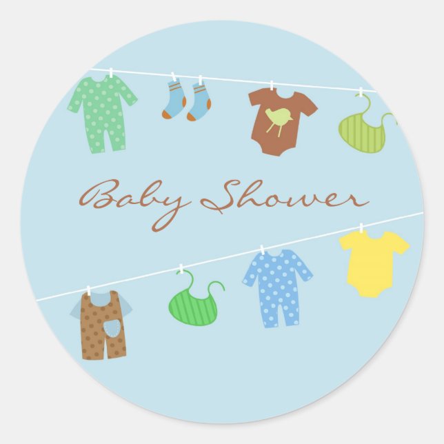 Redonda Pegatina Baby Boy Shower (Anverso)