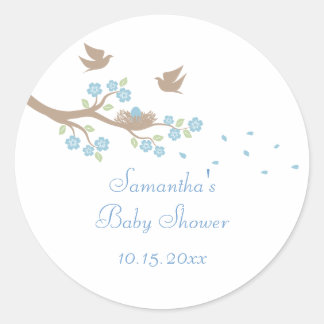 Redonda Pegatina Baby Shower Birds Nest