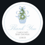 Redonda Pegatina Baby Shower Blue Christmas Tree<br><div class="desc">Pegatina Baby Shower Blue Christmas Tree</div>