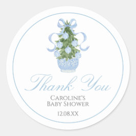 Redonda Pegatina Baby Shower Blue Christmas Tree