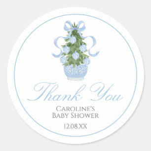 Redonda Pegatina Baby Shower Blue Christmas Tree
