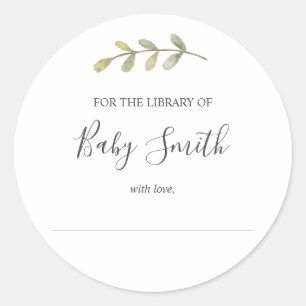 Redonda Pegatina Baby Shower Bookplate