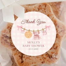 Pegatina Baby Shower Chica de caída rosa de cutie 