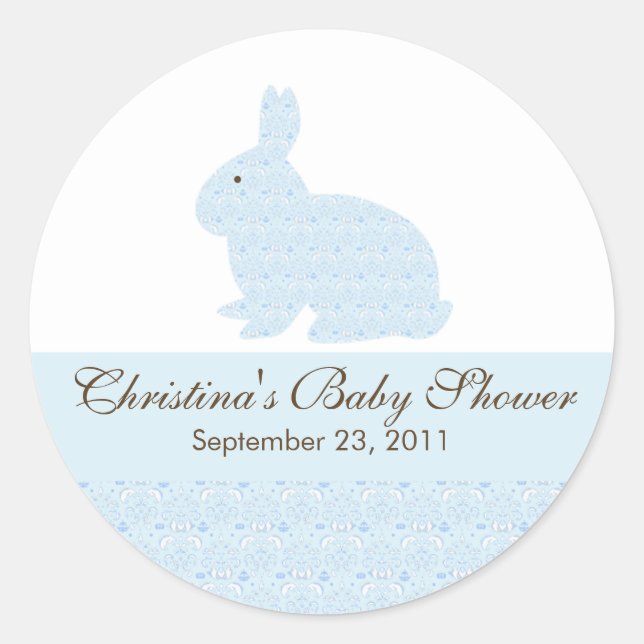 Redonda Pegatina Baby Shower de Baby Bunny Rabbit (Anverso)