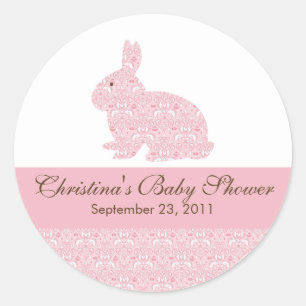 Redonda Pegatina Baby Shower de Baby Bunny Rabbit