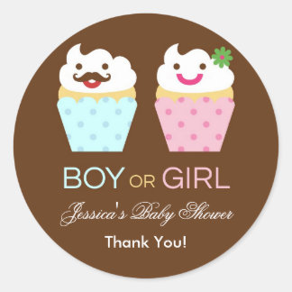 Redonda Pegatina Baby Shower de Big Cupcake
