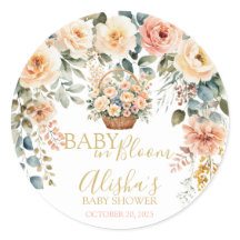 Pegatina Baby Shower de las flores de cesta