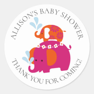 Redonda Pegatina Baby Shower de Mod Elephants