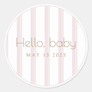 Redonda Pegatina Baby Shower de saludo de calabaza rosa