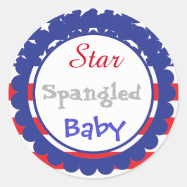 Redonda Pegatina Baby Shower de Star Spangled