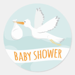 Redonda Pegatina Baby Shower de Sweet Delivery Stork