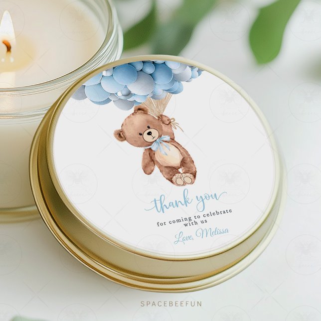 Redonda Pegatina Baby Shower de Teddy Bear (teddy bear baby shower, baby shower sticker, teddy bear label, baby shower favor, bear theme sticker)