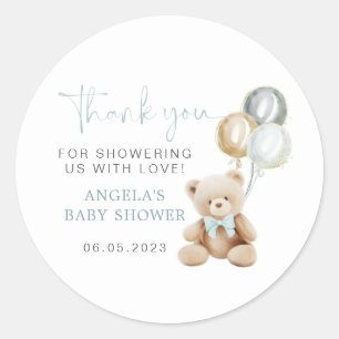 Redonda Pegatina Baby Shower de Teddy Bear Boy