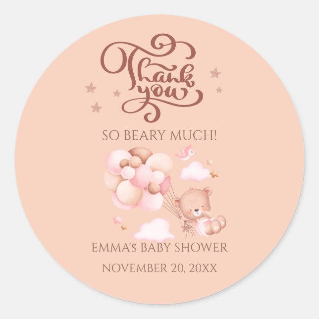 Redonda Pegatina Baby Shower Favor (Anverso)