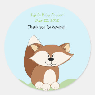 Redonda Pegatina Baby Shower Favor de Red Fox