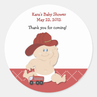 Redonda Pegatina Baby Shower Favorito de BABY FIRE FIGHTER