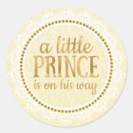 Redonda Pegatina Baby Shower Gold Little Prince
