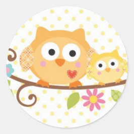Redonda Pegatina BABY SHOWER HAPPI TREE OWL