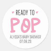 Pegatina Baby Shower Listo Para Pop Pink
