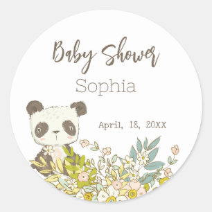 Redonda Pegatina Baby Shower Panda