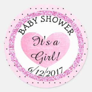 Redonda Pegatina Baby Shower rosa y B sin 