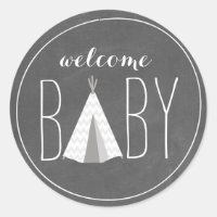 Pegatina Baby Shower White Tipi - Cartucho