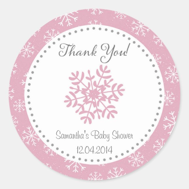 Redonda Pegatina Baby Shower Winter Snow (Anverso)