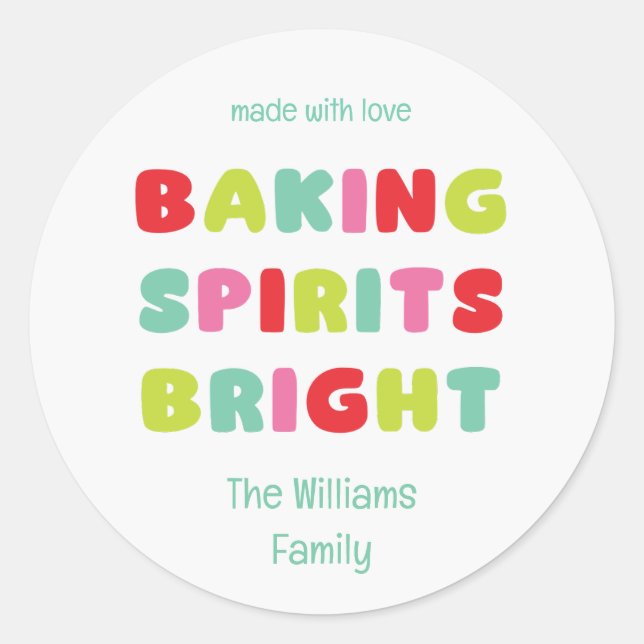 Redonda Pegatina Baking Spirits Bright (Anverso)