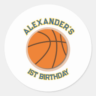 Redonda Pegatina Bash de cumpleaños de básquetbol