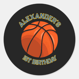 Redonda Pegatina Bash de cumpleaños de básquetbol