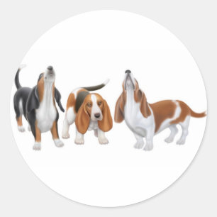Redonda Pegatina Basset Hounds