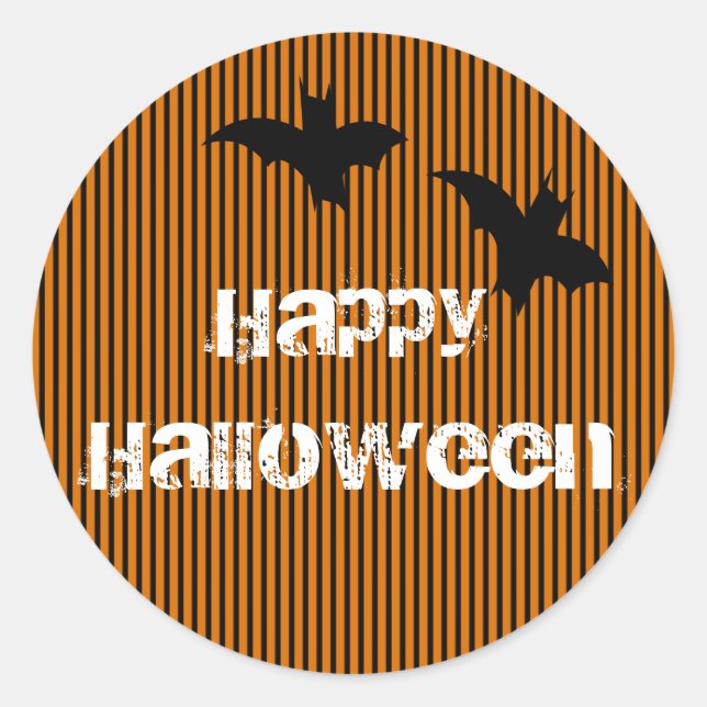 Redonda Pegatina Bat Happy Halloween (Anverso)