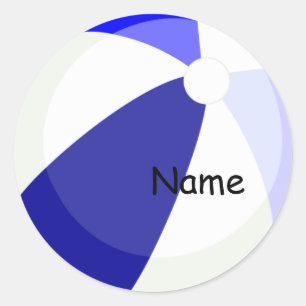 Redonda Pegatina Beach Fun Blue Name