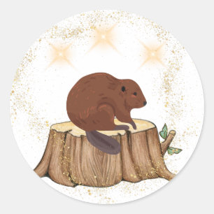 Redonda Pegatina Beaver