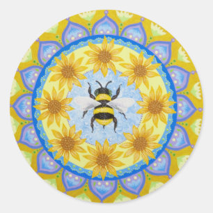 Redonda Pegatina Bee Mandala de Soozie Wray