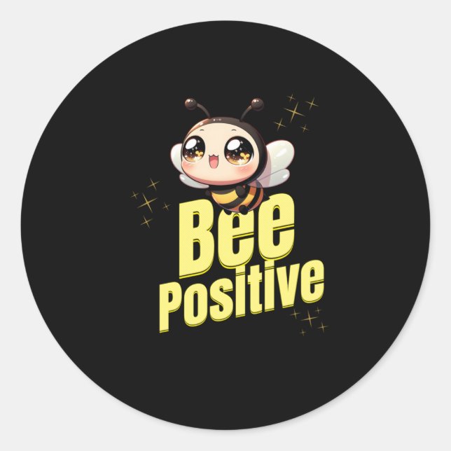 Redonda Pegatina Bee Positive (Anverso)
