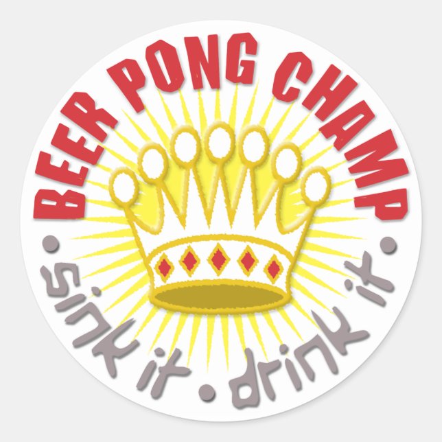 Redonda Pegatina Beer Pong Champ (Anverso)