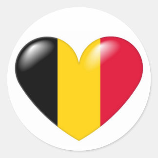 Redonda Pegatina belga del corazón - belge de Coeur