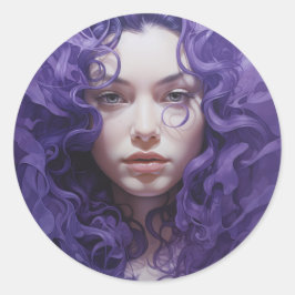 Redonda Pegatina Belleza morada ondulante
