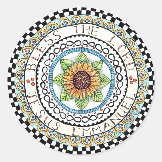 Redonda Pegatina bendice a la ronda del Señor (Anverso)