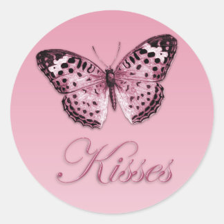 Redonda Pegatina Besos de Mariposa