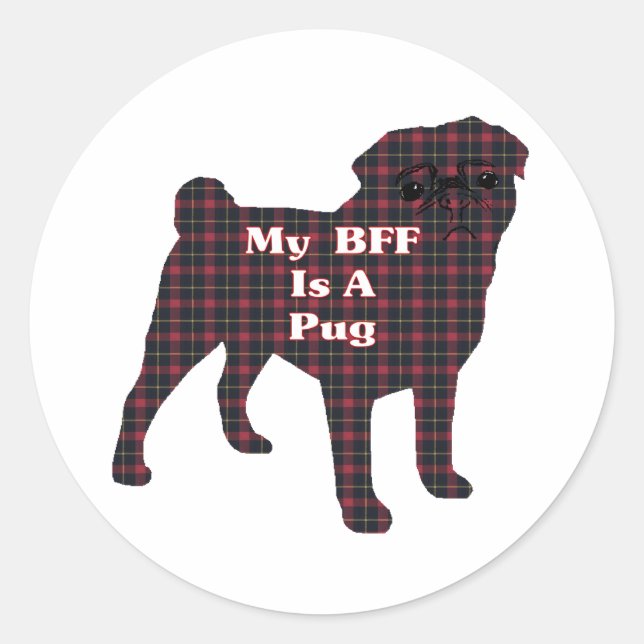 Redonda Pegatina BFF de Pug (Anverso)