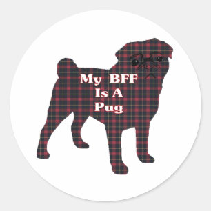 Redonda Pegatina BFF de Pug