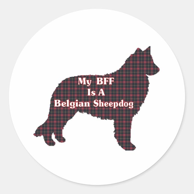 Redonda Pegatina BFF de Sheepdog Belga (Anverso)