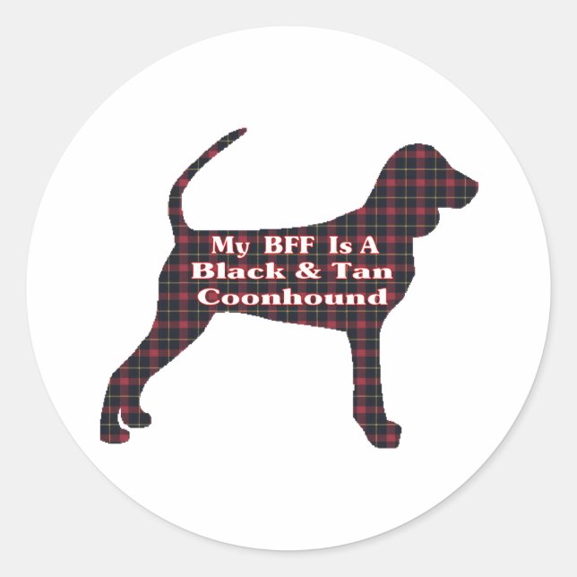 Redonda Pegatina BFF Negro Y Tan Coonhound (Anverso)
