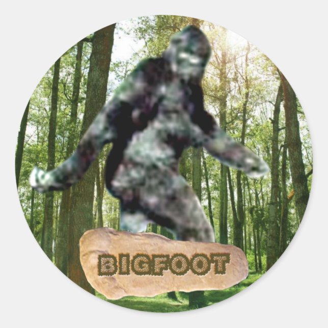 Redonda Pegatina Bigfoot (Anverso)